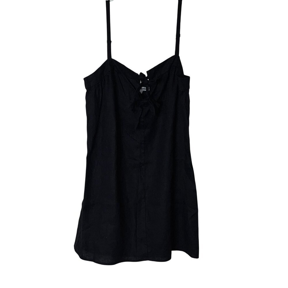 Reformation Black Winifred Linen Dress Size 8 Womens - Picture 3 of 10
